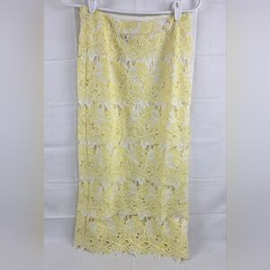 Anthropologie Sunday In Brooklyn Eyelet Midi Skirt Size XS Yellow New